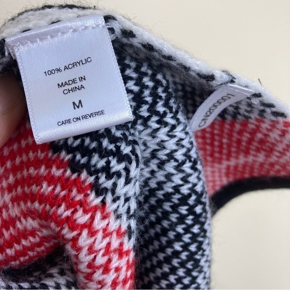 NY&Co Plaid Open Front Poncho Cardigan w Front Pockets Black/Red/White Size M - Picture 8 of 15